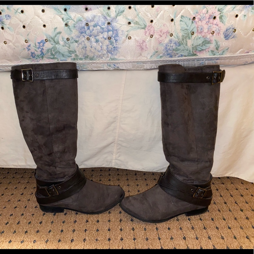 Grey high boots